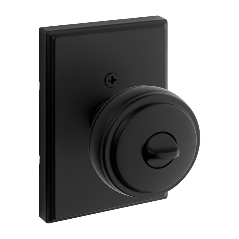Sora Keyed Entry Knob w/ Rectangular Rose featuring SmartKey Security, Matte Black