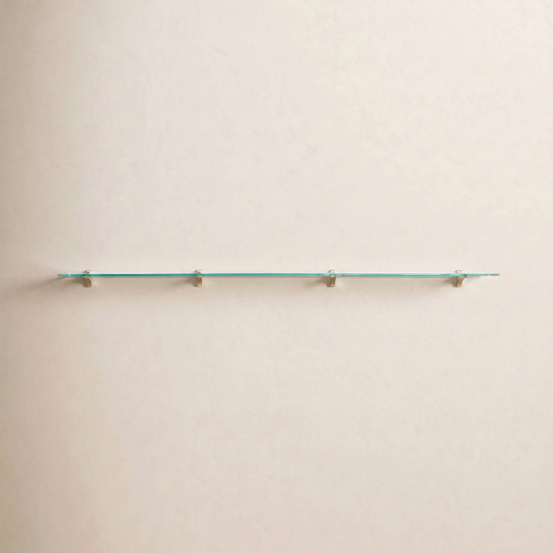 Earlham Tempered Glass Rectangular Bracket Shelf, Brass