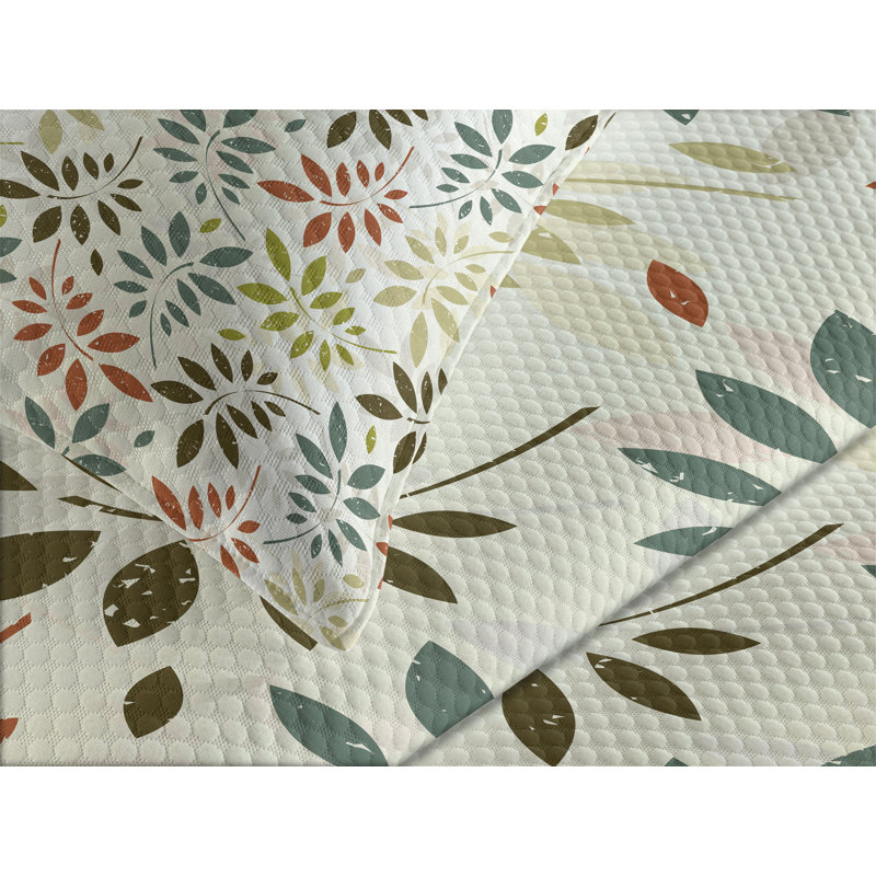 Ambesonne Grunge Bedspread Set  Vintage Falling Leaves  Multicolor, King Coverlet / Bedspread + 2 Standard Shams