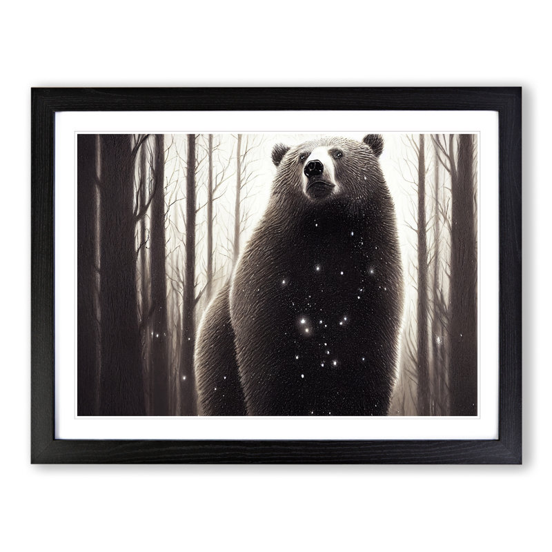 Evocative Bear - Single Picture Frame Painting, Black, 46cm H x 64cm W x 2cm D