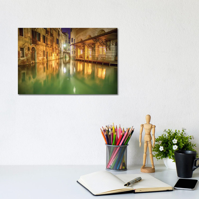 Venice, Italy, Glow on the Canal 1 Piece Wrapped Canvas Wall Art, 20.32 cm H x 30.48 cm W
