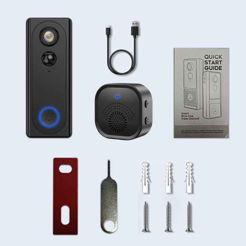 Wireless Doorbell Kit, Wifi Video Doorbell with Chime, 2K Wireless Camera, Motion Detection & Night Vision