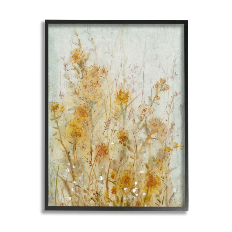 Peinture abstraite, fleurs sauvages encadrées sur bois par Tim O'Toole, peinture, Giclée encadrée noir minuit