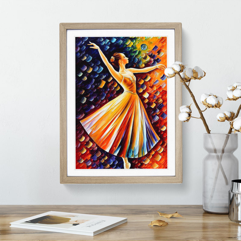 Ballerina Dancer No.3 - Single Picture Frame Painting, 64cm H x 46cm W x 2cm D, Oak Framed