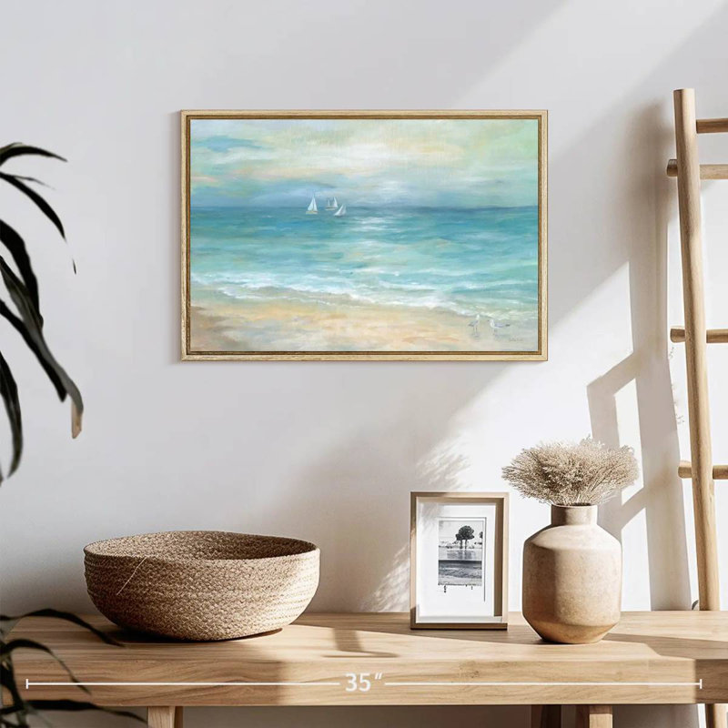Paysage de l'île Azemar, Cadre flottant en bois naturel, 19 po x 13 po