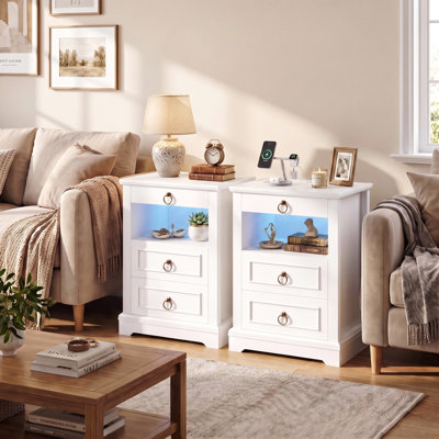 3-Drawer Dresser, 2 Pcs, White & Black