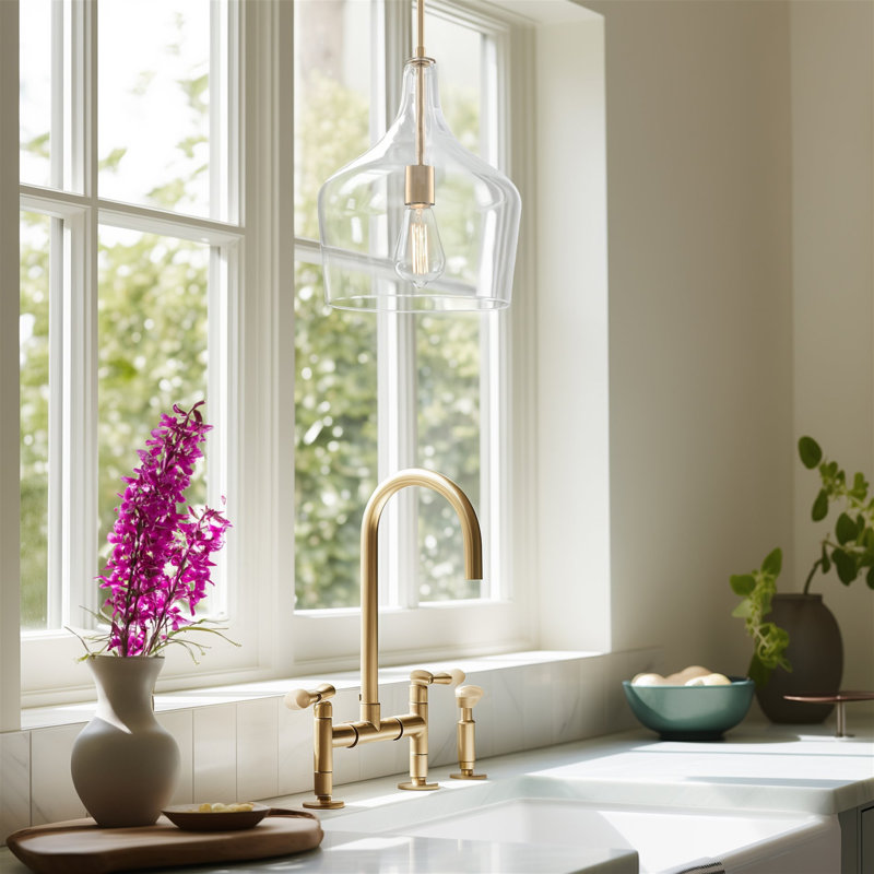 Lucy 1 - Light Kitchen Island Pendant, Cool Brass
