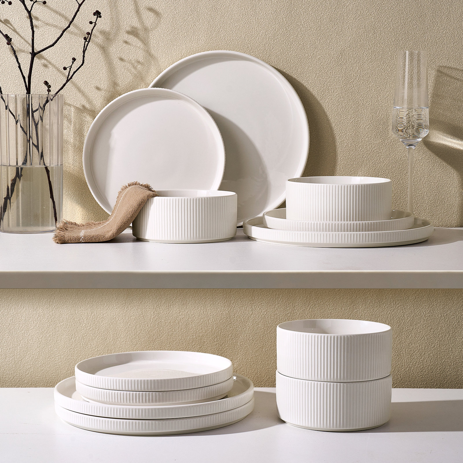 Porcelain Dinnerware Set, White