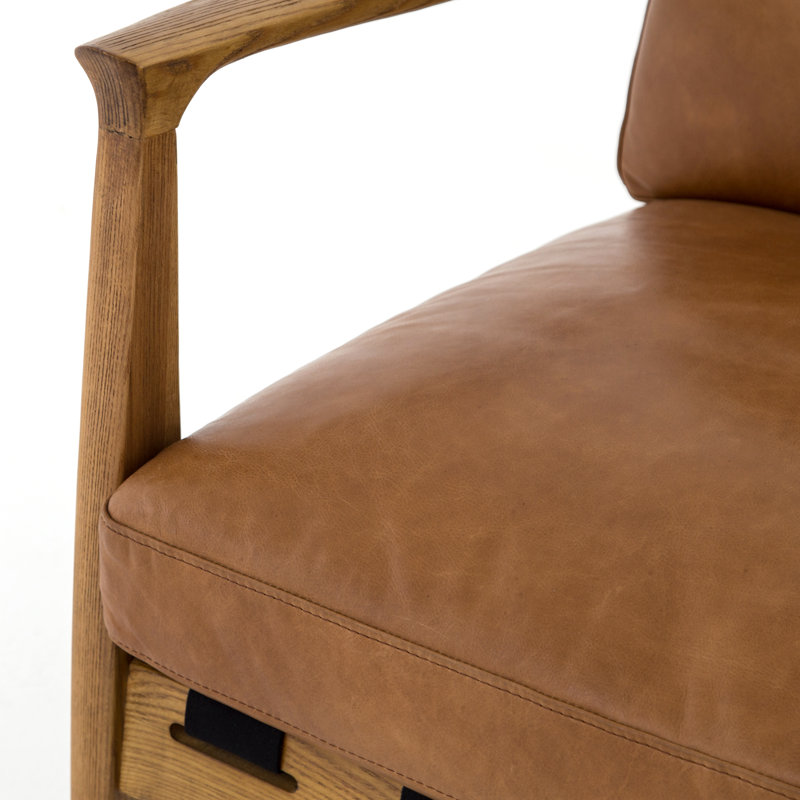 Silas Armchair, Brown Genuine Leather, Brown