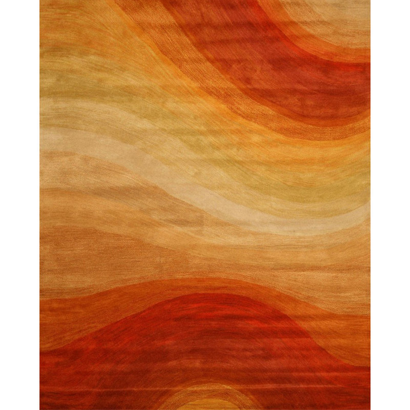 Tapis orange classique en laine touffeté à la main, Rectangle de 5 pi x 8 pi
