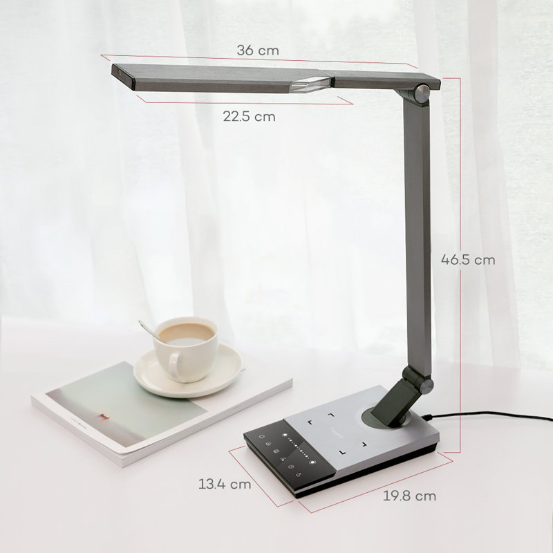 Lampe de bureau noire Helfer 4 po USB