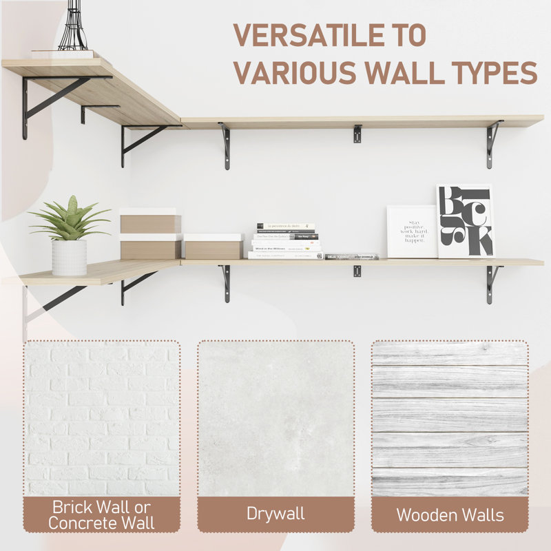 Ensemble de 2 tablettes murales 55 po x P 55 po x l 55 po Cipolla, Chêne, H 0,75 po x l 55 po x P 0,75 po