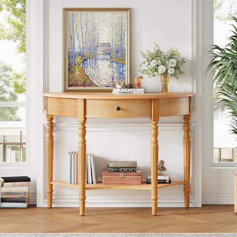 Console de style campagnard avec tiroir et tablette Farmhouse, Naturel