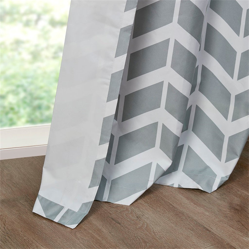 Paire de rideaux obscurcissant avec œillets Chevron, L 42 po x L 84 po, Turquoise