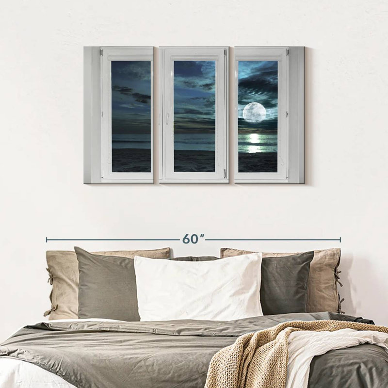 «Window to Moonlit Beach», reproduction sur toile, H 45 po x l 28 po x P 1,25 po