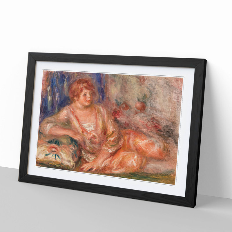 Andree in Pink by Pierre-Auguste Renoir - Picture Frame Painting, 27cm H x 36cm W x 2cm D, Black