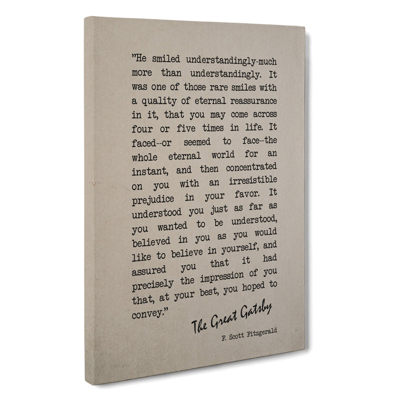 Great Gatsby Quote F. Scott Fitzgerald - Wrapped Canvas Print, 76cm H x 50cm W x 3cm D