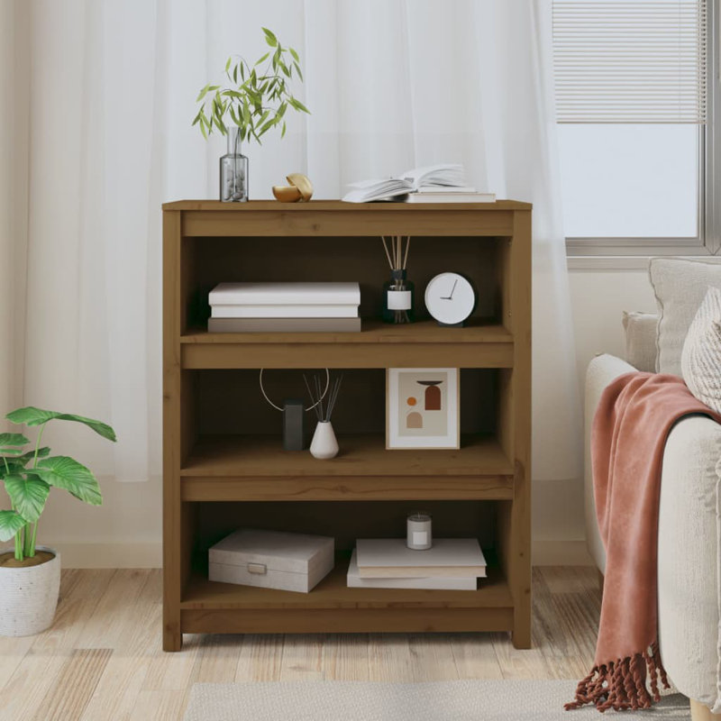 Kylisia 97cm H Solid Wood Standard Bookcase, 97cm H x 80cm W x 35cm D, Honey Brown