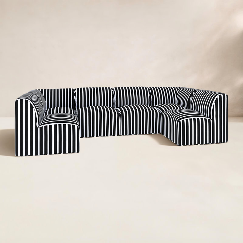 Canapé modulaire d'extérieur en Sunbrella Eliana Essie de 124 po