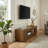 59" Mid Century Modern Tv Stand For Tvs Up To 65", Walnut Entertainment Center With Curved Design For Living Room
