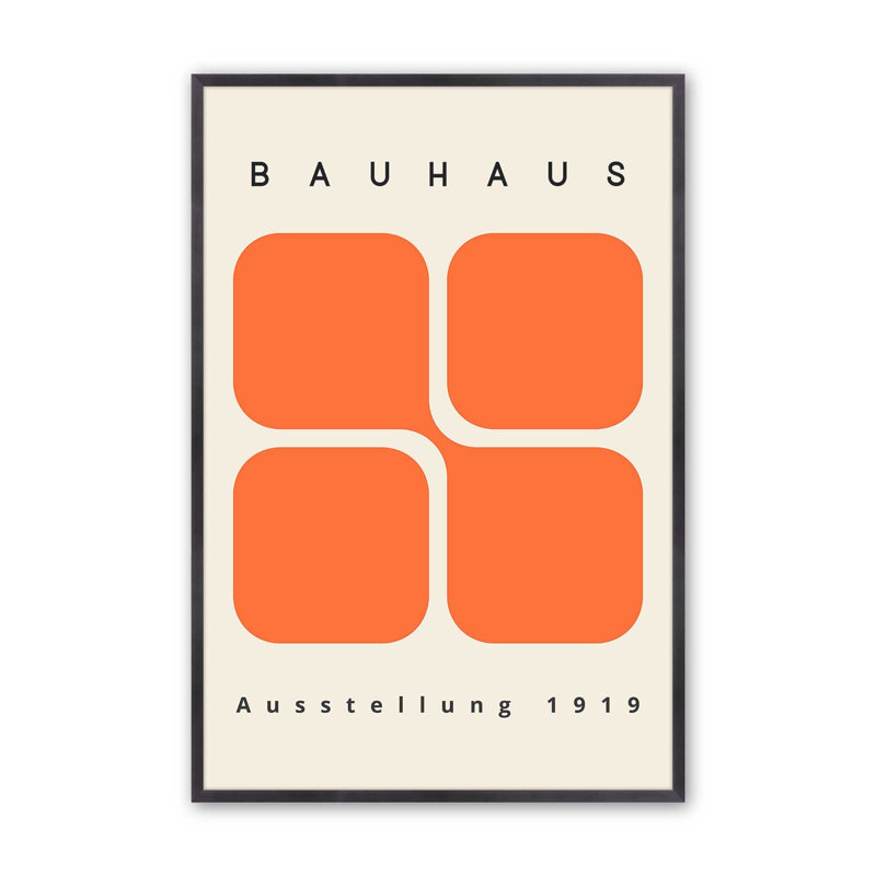 Impression de blocs rétro Bauhaus 1919, Papier encadré en zinc patiné, H 17,25 po x l 13,25 po x P 1,25 po