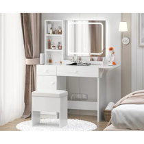 Clear Acrylic Make Up Vanity with Green X Stool - Transitional - Bedroom