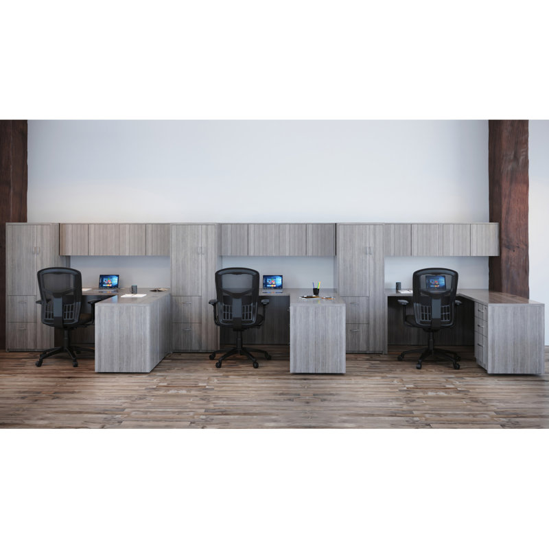 Weathered Charcoal Laminate Desk Return with Adjustable Guides