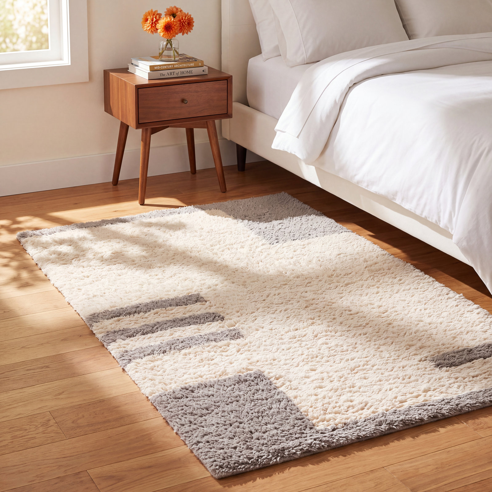Beamer Gray Ivory Hand-Woven Flatweave Rug, Rectangle 6' x 9'