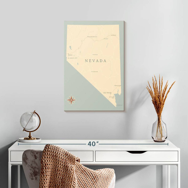 Aliaz Nevada Map, 24" H x 16" W
