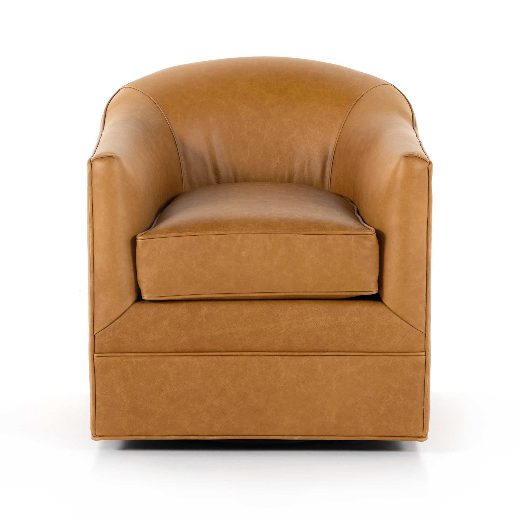 Faria Genuine Leather Swivel Armchair, Ontario Camel Genuine Leather