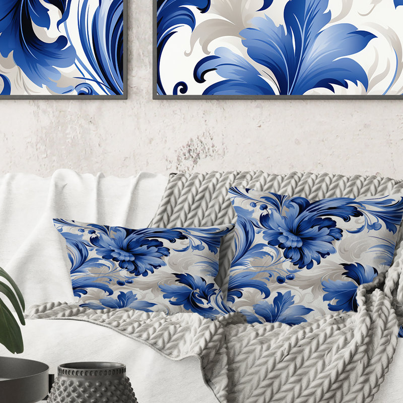 Motif victorien bleu à motif de tourbillons ornementaux - imprimé floral