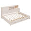 Lit de jour en bois avec 3 tiroirs de rangement, tableau souple supérieur, tablette et ensemble de prises et ports USB