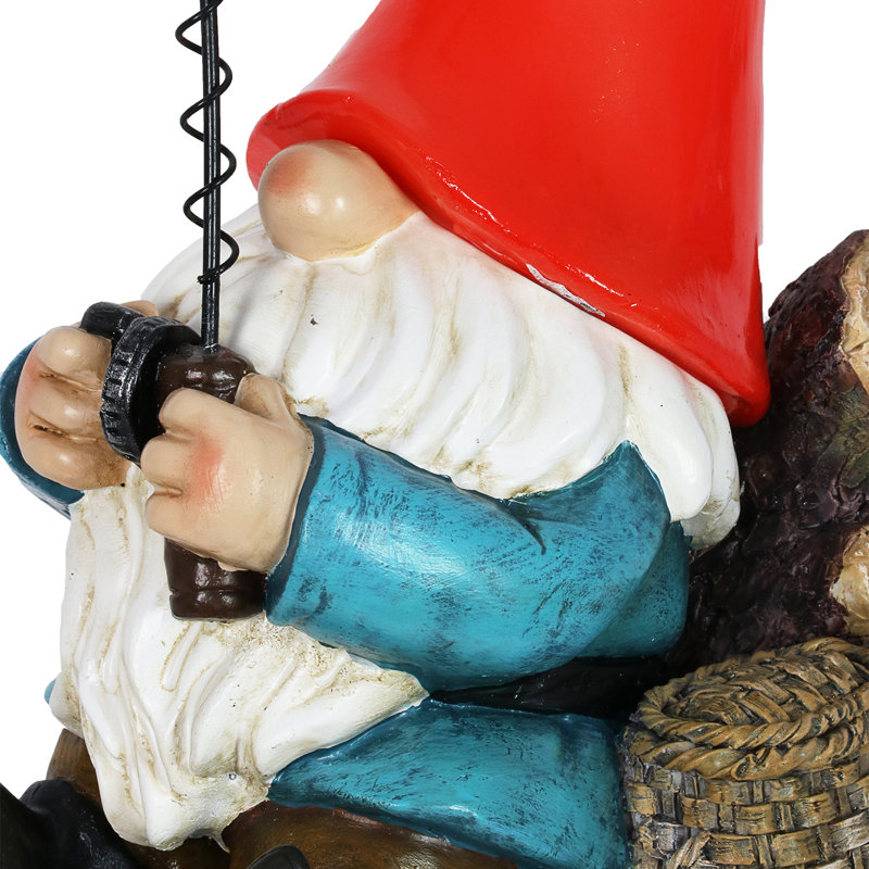 Statue de gnome de pêche solaire de 12 pouces Exhart Good Time