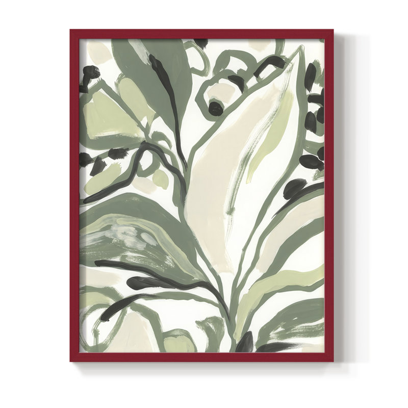 Foliage Rhyth II, reproduction encadrée - bois massif, H 21 po x l 17 po, Rouge