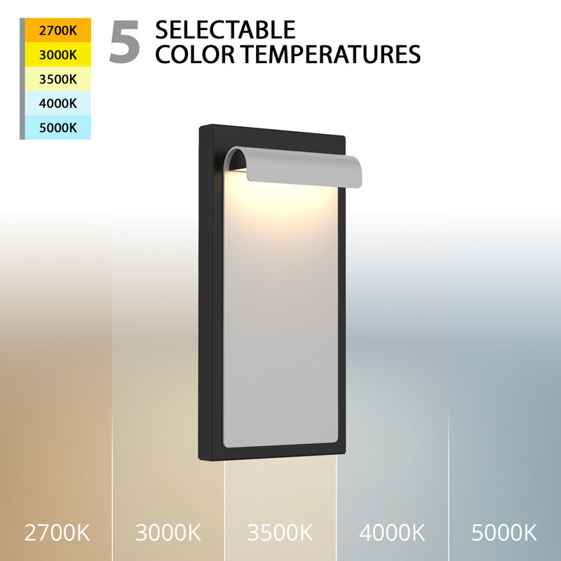 Cap 12" LED Outdoor / Indoor Wall Light With Color Temperature Switch (2700K/3000K/3500K/4000K/5000K), Graphite/Black