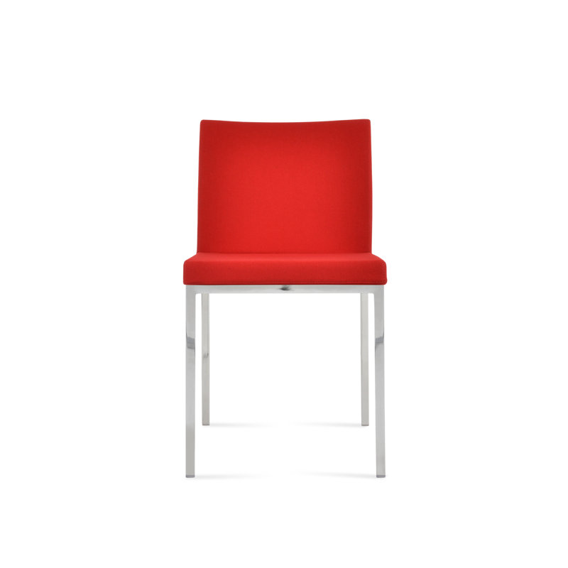 Chaise d'appoint en métal Aria, Laine rouge, Chrome