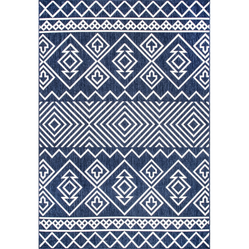 Tapis bleu tissé à la machine Alta, Rectangle 6 pi 7 po x 9 pi