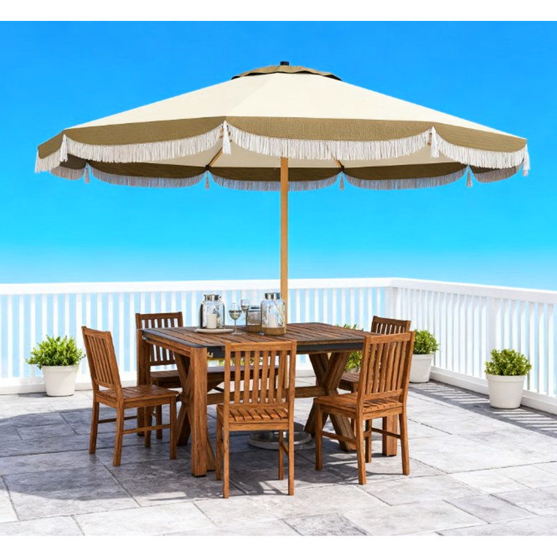 Parasol de patio de 8,7 pi, conception aérée, tissu Upf 50+, huit baleines en acier et loquet pour la sécurité de l'auvent extérieur, fixation