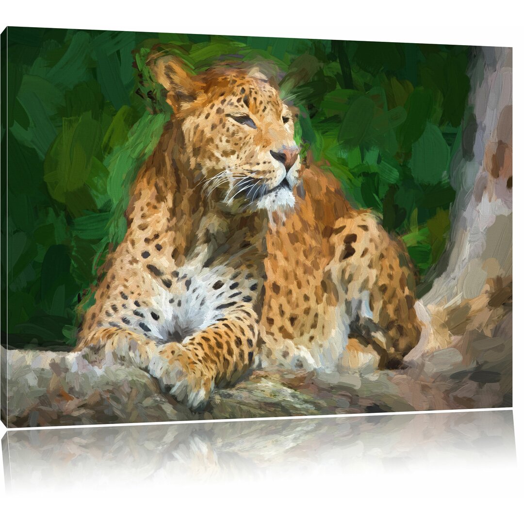 Leinwandbild "Leopard in der Natur", Grafikdruck