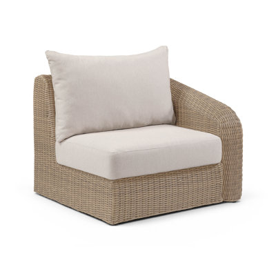 Fauteuil d'extérieur droit en oléfine beige Delmos