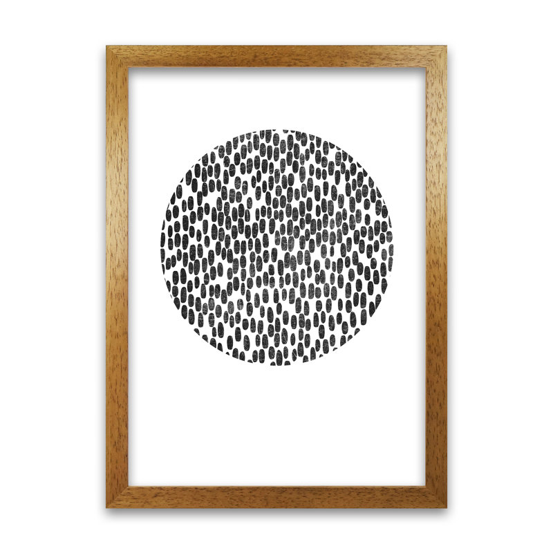 Mid Century Dots Circle Original - Print, Oak Frame, 30cm H x 21cm W x 3cm D