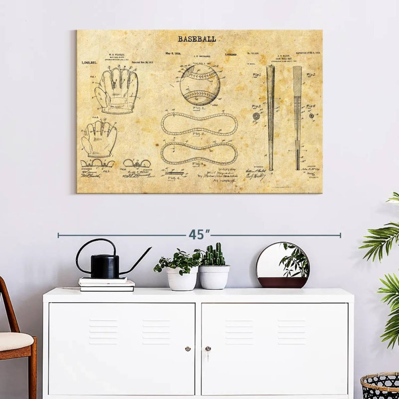 Baseball Compilation brevet sur toile, H 26 po x l 39 po x P 1,25 po