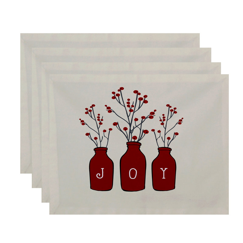 Polyester Floral Rectangle Placemat, Red