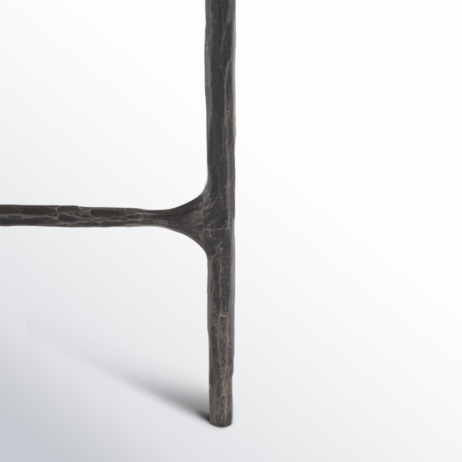 Evelynn Glass Cross Legs End Table, White Marble, Black