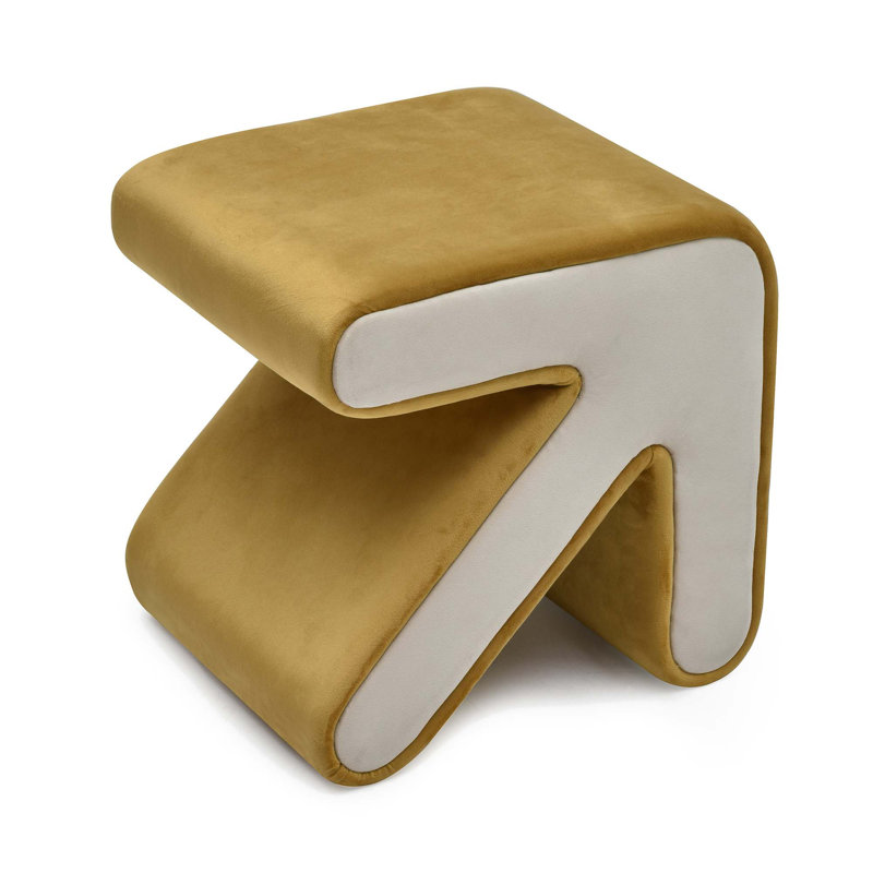 Auryana Velvet Ottoman, Gold/Beige Velvet