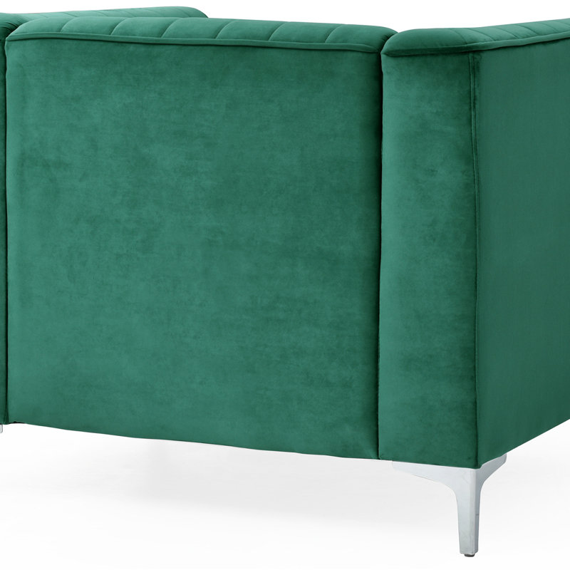 Fauteuil Chesterfield de 40,09 po Kordero, Velours vert
