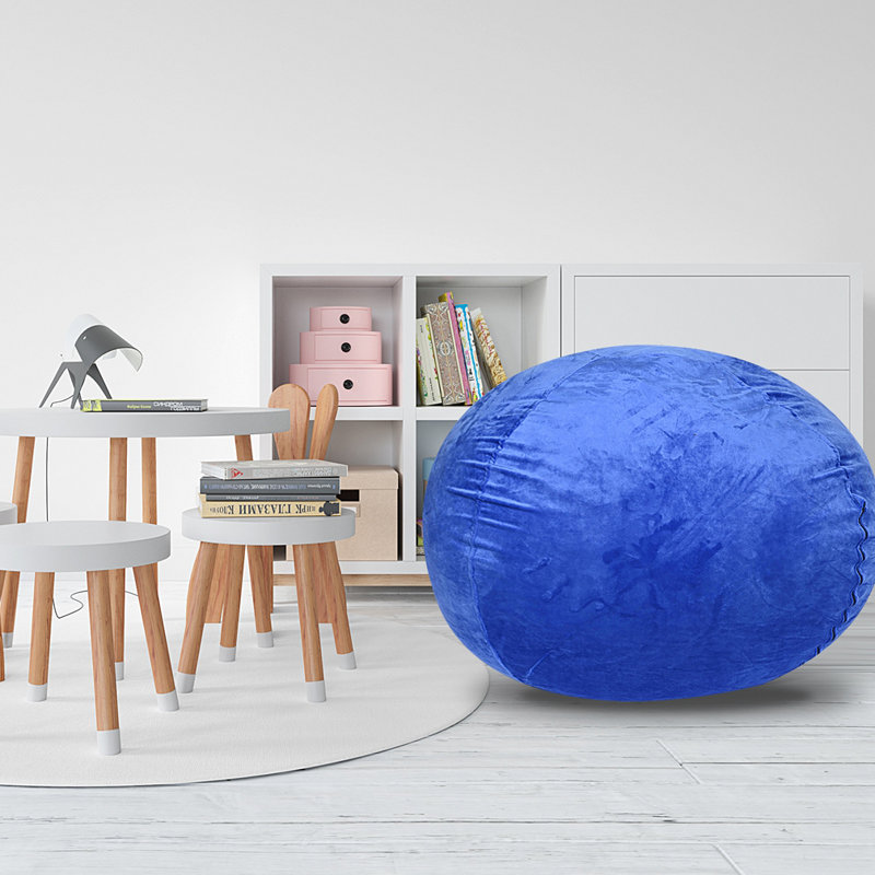 Fauteuil à billes Ben Velvet, Velours bleu, H 30 po x l 45 po x P 45 po 