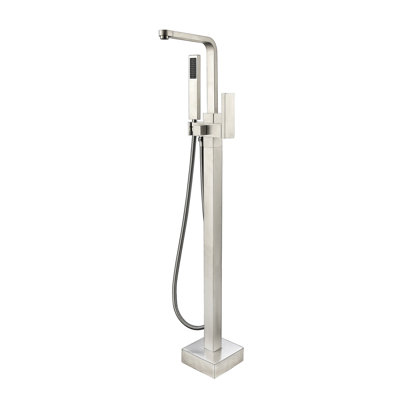 Freestanding Bathtub Faucet With Hand Shower, Brushed Nickel , Constructed From Solid Metal For A Long-lasting Bathing Enjoyment Shower In Nickel, Offering Relaxing Bath Complete Spray