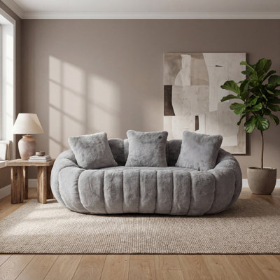 Canapé à deux places ultra-doux, en fausse fourrure, design moderne pour le salon