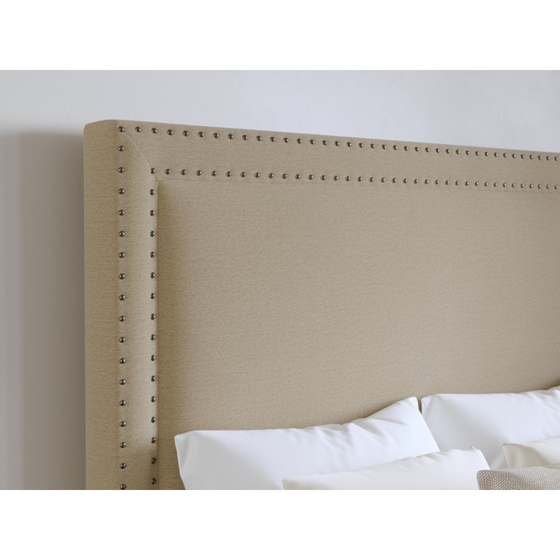Upholstered Standard Bed, Beige, Queen